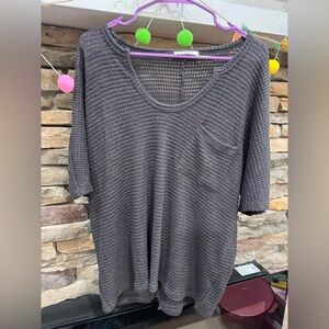 Gray Waffle Knit  Zenana Women's Top
